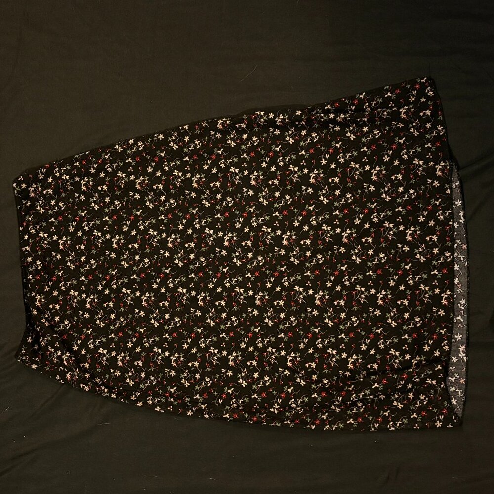 Stretchy Floral Midi Skirt (size L)